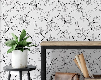 Magnolia Branches Wallpaper, Peel and Stick Removable Repositionable, Traditional or Prepasted Wallpaper — Moose Accents #114