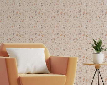Soft Terrazzo Blush Neutral Peel and Stick or Traditional Wallpaper