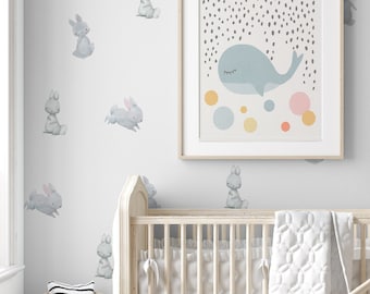 Hopping Bunnies Wall Decal, Removable Wall Art Stickers #DPP110