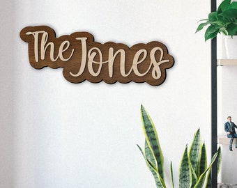 Custom Family Name Wall Sign, Wall Family Sign, Laser Cut Custom Sign, Home Wall Sign, Living Room Decor Family Room, Wood Custom Sign #WS12