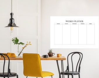 Weekly Planner Dry Erase Poster, Minimalistic Whiteboard, Wall Weekly PLanner, Weekly Schedule Board, Wall Calendar, DDE102