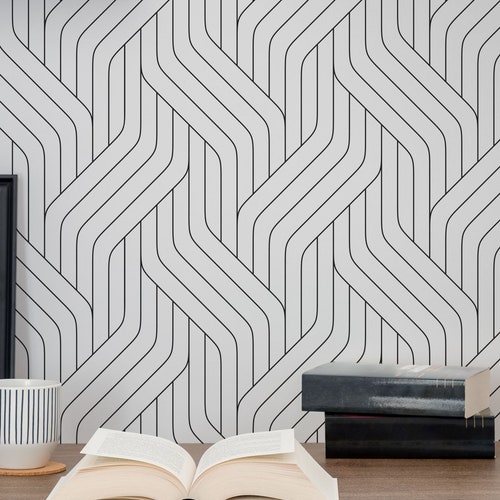 Abstract Wall Lines Wallpaper Removable Peel and Stick - Etsy