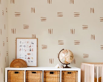 Boho Brush Strokes Wallpaper, Peel and Stick Removable Repositionable, Traditional or Prepasted Wallpaper — Moose Accents #274