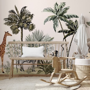 Epic Safari Peel and Stick Mural Wallpaper Safari Animal Wall Decor Bedroom Wall Decor Custom Design Traditional Wallpaper Prepasted #M003