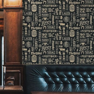 Pub Style Peel and Stick Wallpaper Custom Bedroom Decor Traditional Prepasted Wall Decor Pub Bar decor Design Personalized Size Colour #209