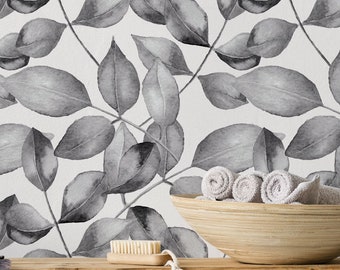 Watercolor Shaded Leaves Peel and Stick or Traditional Wallpaper