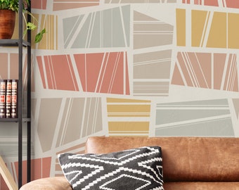 Abstract Pastel Geometric Wallpaper Peel and Stick or Traditional Wall Decor