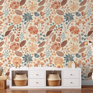 Vibrant Floral Wallpaper, Peel and Stick Removable Repositionable, Traditional or Prepasted Wallpaper Mural — Moose Accents