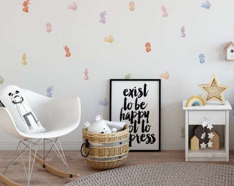 Pastel Bunnies Wall Decal, Wall Decals  kids, wall decal nursery, nursery Room, Nursery Room Wall art, Removable Wall Decal Sticker #DPP112