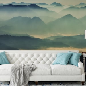 Mountains Peel and Stick Mural Wallpaper Montains Wall Decor Bedroom Wall Decor Custom Design Traditional Wallpaper Prepasted  #M018