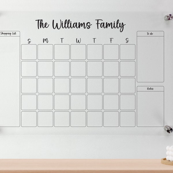 Personalized Family Planner, Large Acrylic Calendar, Custom Dry Erase Board, Wall Calendar 2024, Monthly Planner, Housewarming Gift #WPA15