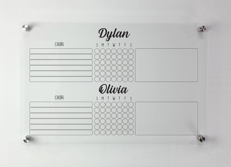 Personalized Family Chore Chart: Acrylic Dry Erase Board - Etsy