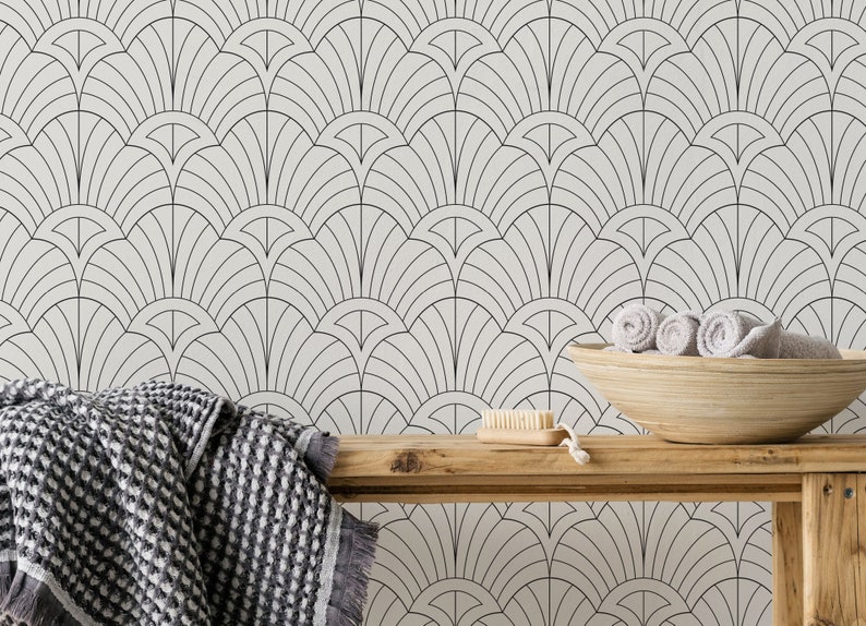 Art Deco Wallpaper Neutral Geometric Peel and Stick or Traditional Wall ...