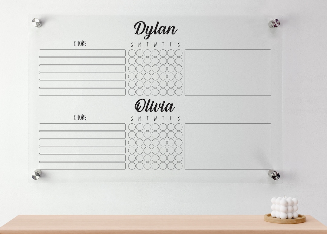 Personalized Family Chore Chart: Acrylic Dry Erase Board - Etsy