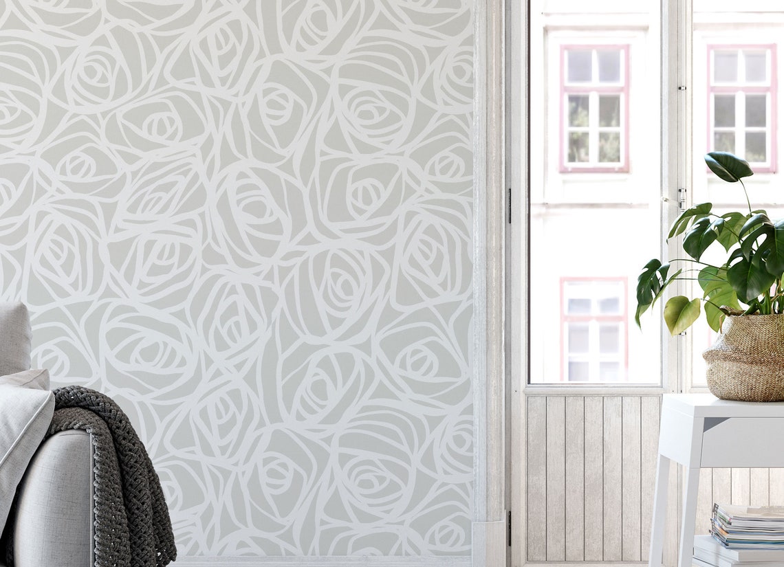Abstract Roses Wallpaper Peel and Stick Wallpaper Removable Etsy