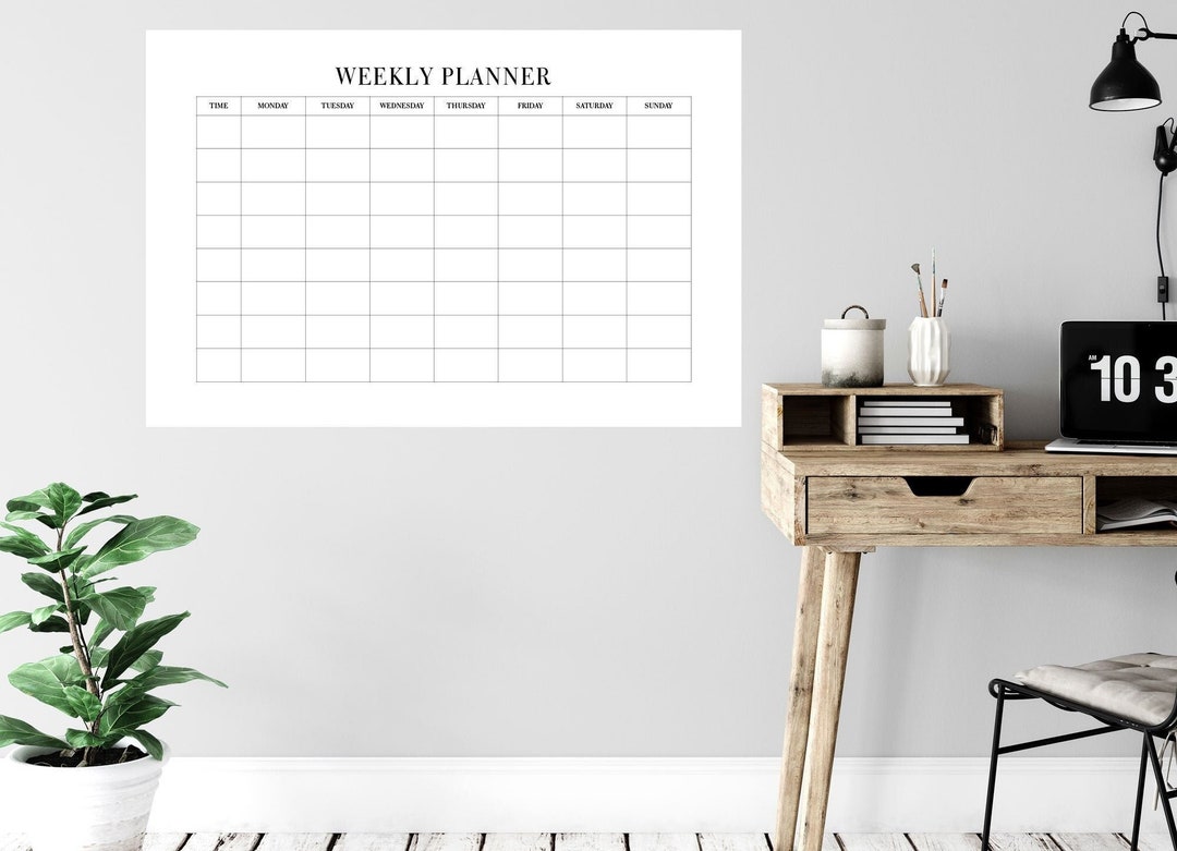 Detailed Wall Planner Dry Erase Poster, Minimalistic Whiteboard, Wall