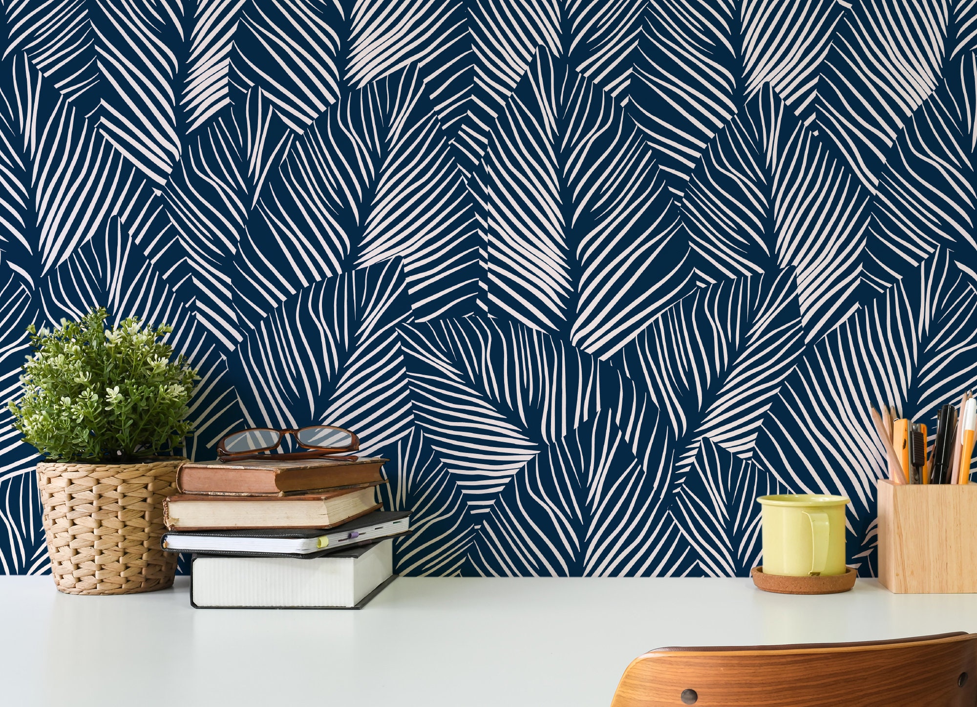 Blue Charm Peel and Stick Peel and Stick Wallpaper Custom Bedroom Decor Traditional Prepasted Abstract Design Personalized Size Color #355