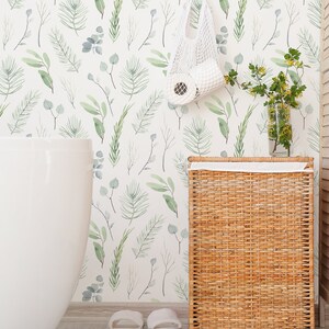 Green Leaves Wallpaper: Peel and Stick, or Traditional Wall Decor