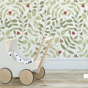 Ladybugs Wallpaper, Peel and Stick Removable Repositionable, Traditional or Prepasted Wallpaper Mural — Moose Accents #110