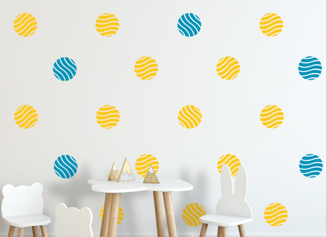 Round Wall Decals Wave Removable Wall Decals, Decoration Decals, Kids