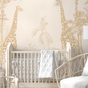 Safari Wall Peel and Stick Mural Wallpaper Animals Safari Wall Decor Bedroom Wall Decor Custom Design Traditional Wallpaper Prepasted  #M014