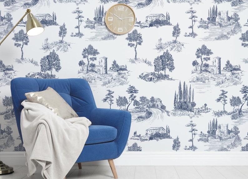 European Countryside Wallpaper, Peel and Stick Removable Repositionable, Traditional or Prepasted Wallpaper Mural — Moose Accents