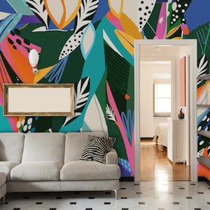 Colourful Mural Peel and Stick Mural Wallpaper Flowers Wall Decor Bedroom Wall Decor Custom Design Traditional Wallpaper Prepasted #M022