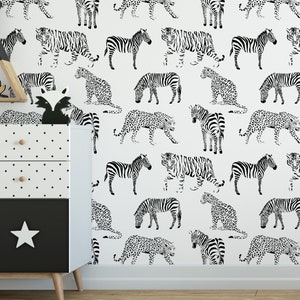 Safari Stripes Wallpaper, Peel and Stick Removable Repositionable, Traditional or Prepasted Wallpaper Mural — Moose Accents #218