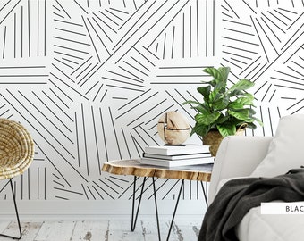 Modern Lines Wallpaper, Livingroom Wall Decor, Line Art Room Wallpaper Decor, Geometric Pattern Wallpaper, Wall Mural Decor   #027