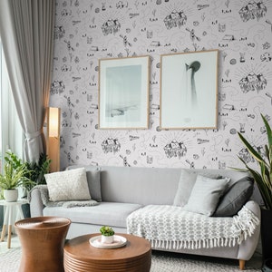 White Mountain Vibes Wallpaper, Peel and Stick Removable Repositionable, Traditional or Prepasted Wallpaper Mural — Moose Accents #159