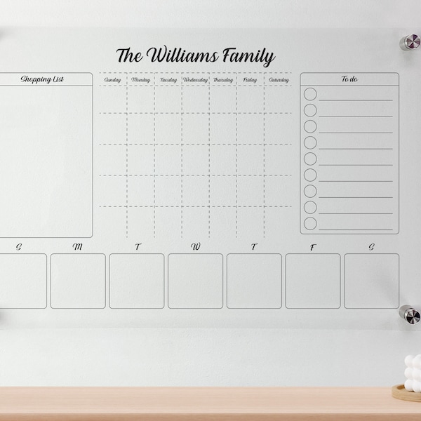 2024 Acrylic Wall Planner, Personalized Family Planner, Monthly Weekly Calendar, Acrylic Dry Erase Board, Large Command Center #WPA16