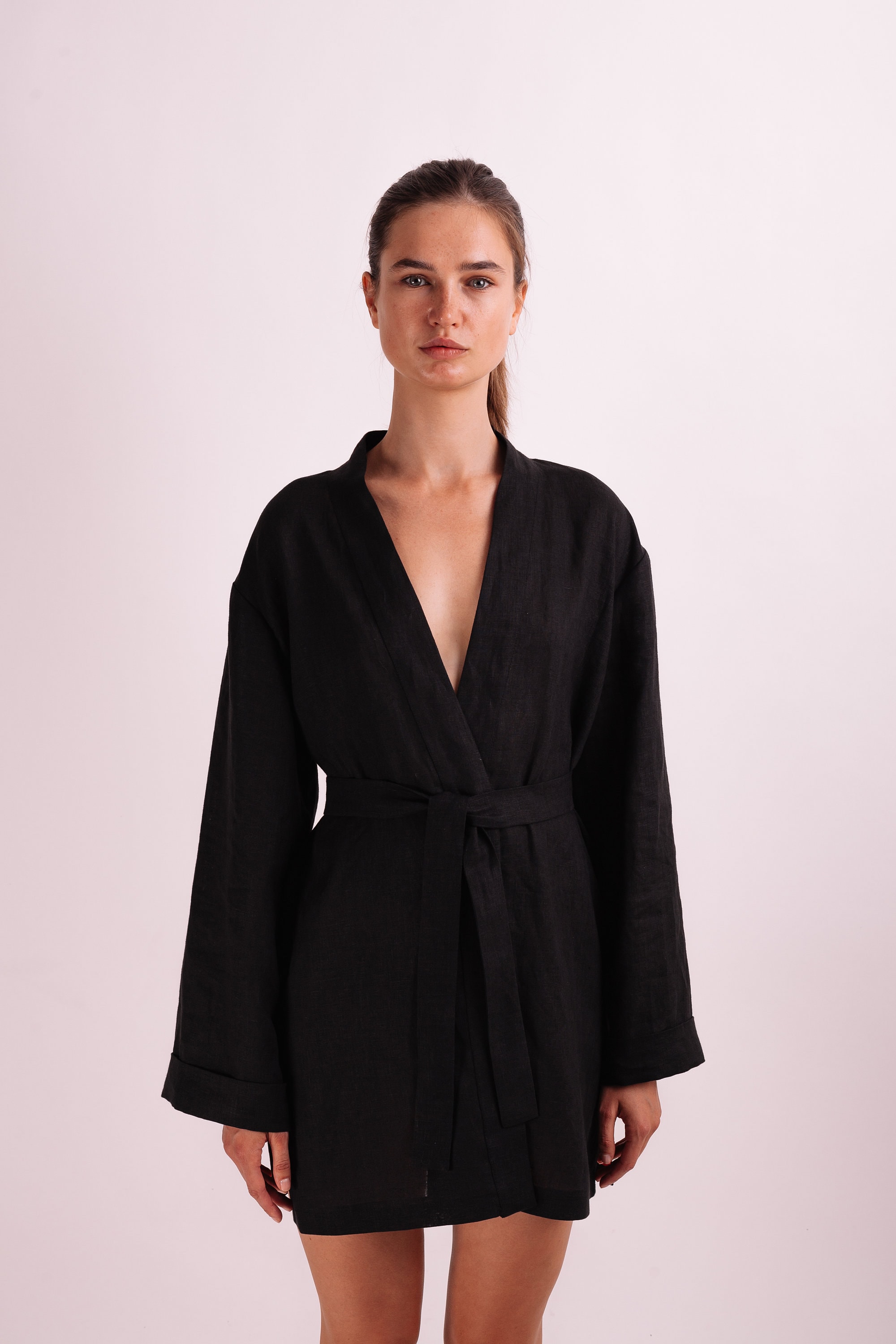 Black long linen jacket / Linen jacket women /Linen Etsy