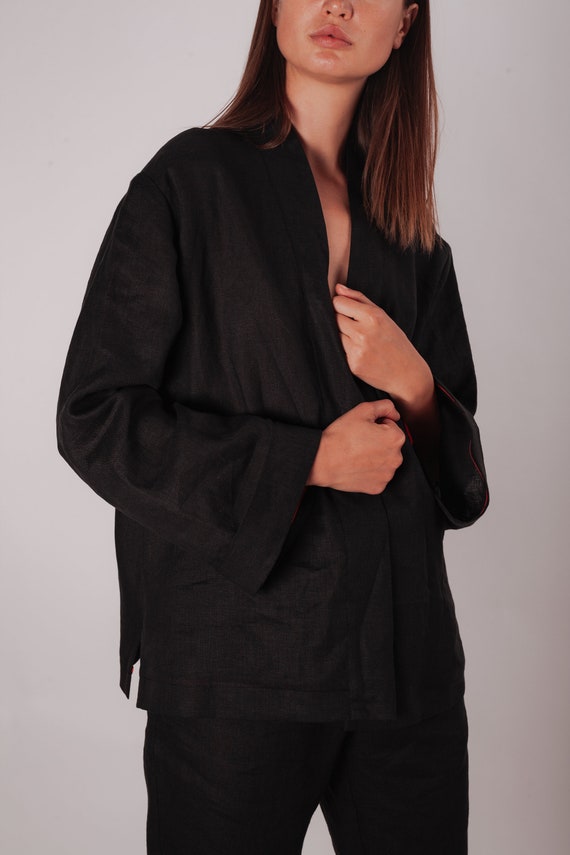 Black Short Linen Jacket / Linen Jacket Women /linen Etsy