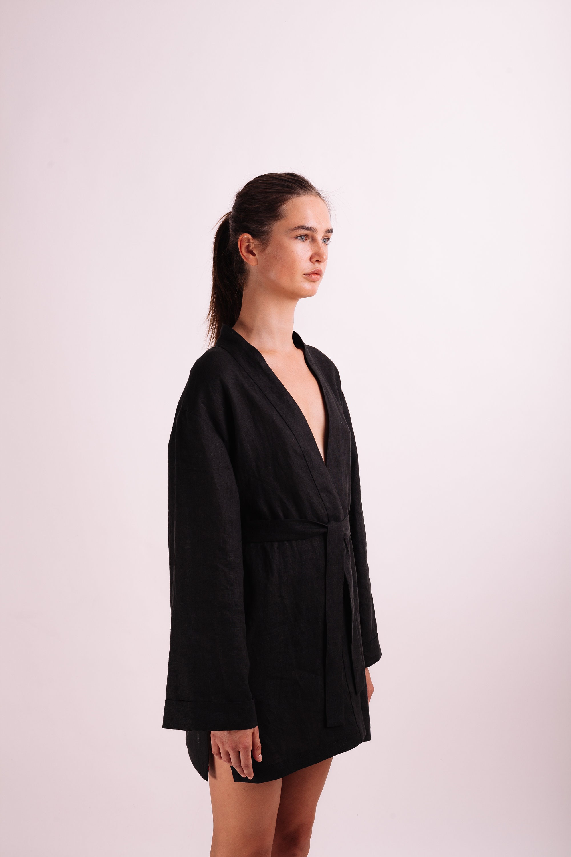 Black long linen jacket / Linen jacket women /Linen Etsy