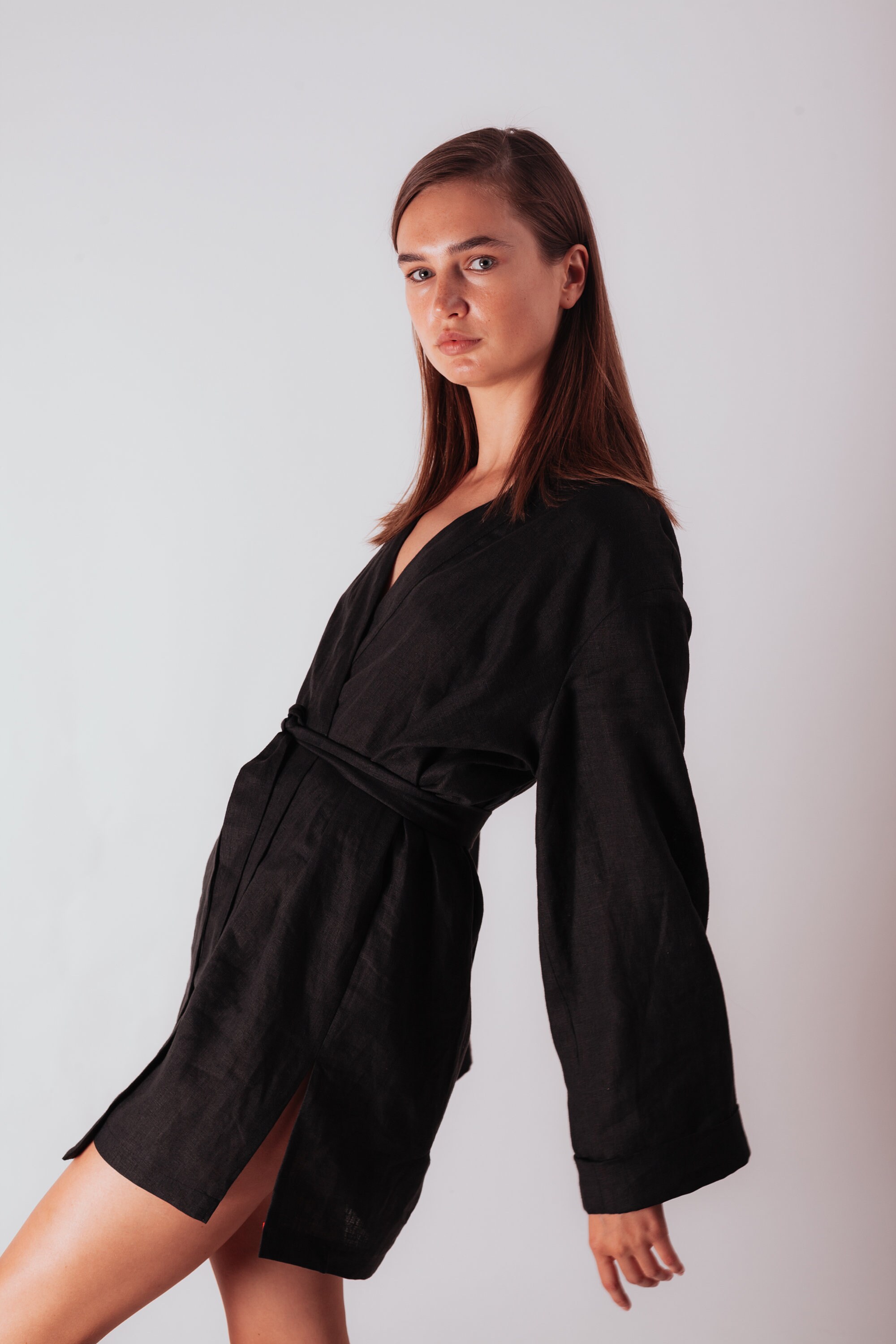 Black long linen jacket / Linen jacket women /Linen Etsy