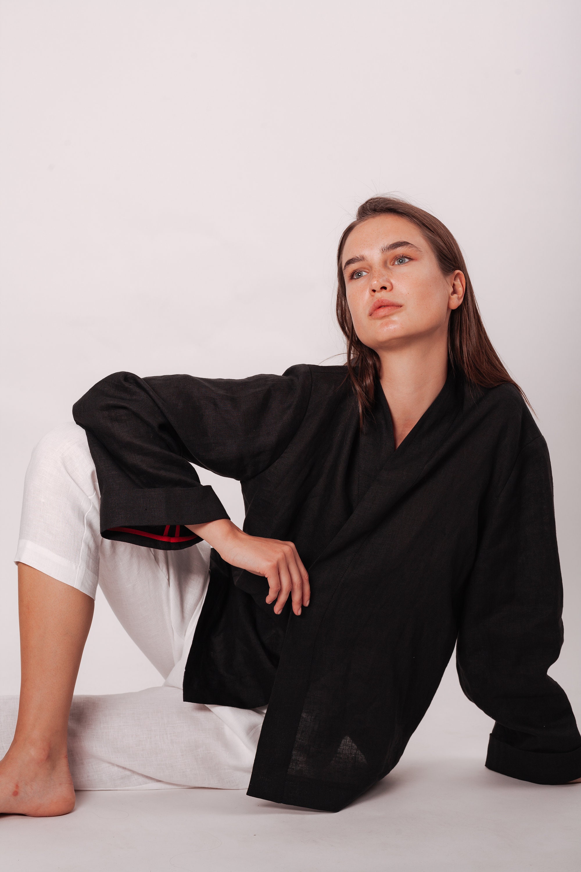 Black short linen jacket / Linen jacket women /Linen Etsy