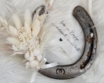 Horseshoe with dried flowers lucky charm wedding