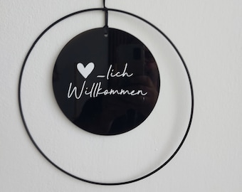 Metallring mit Acrylschild Türschild personalisiert 25cm