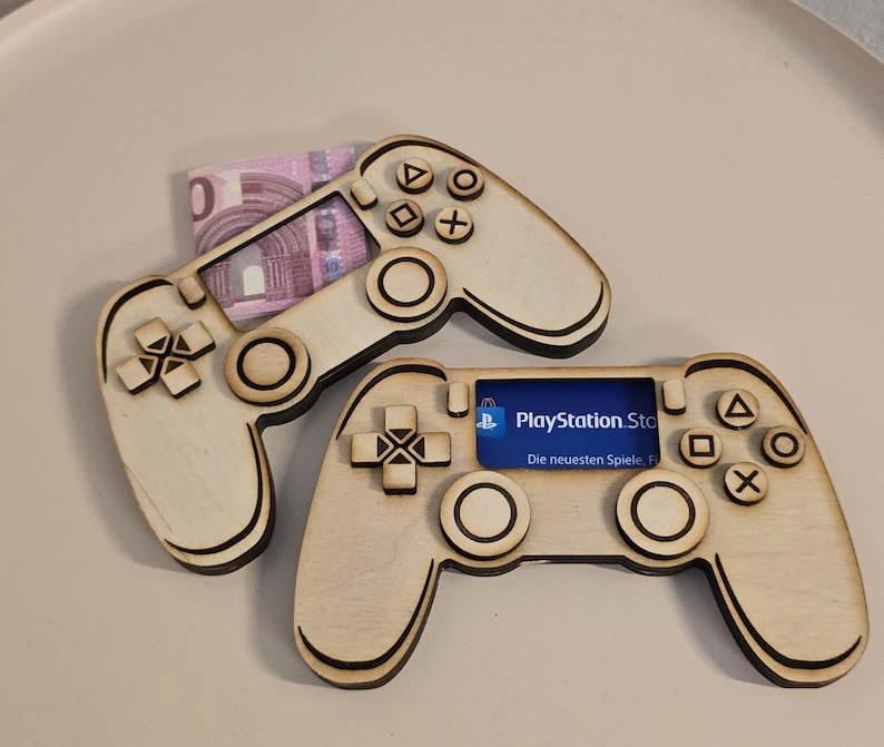 Holz Controller Geldgeschenk für Zocker Spielekonsole Gutschein