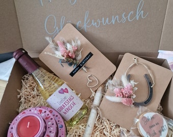 Geschenkbox "Geburtstag" personalisierter Geschenkkorb, Geschenkset mit Trockenblumen