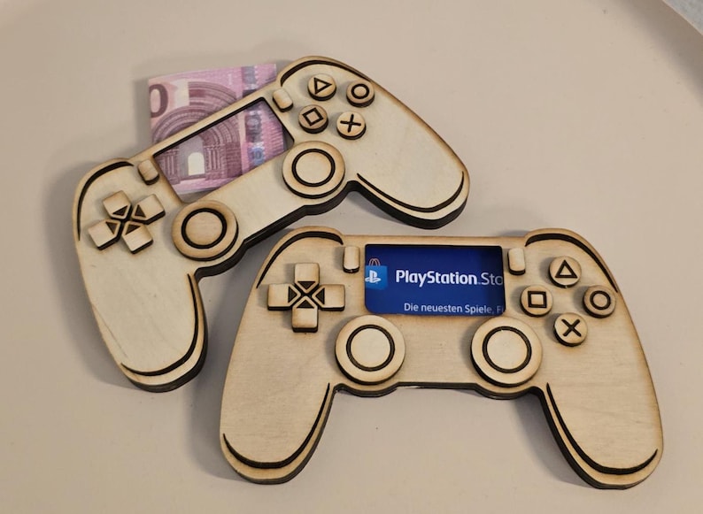 Holz Controller Geldgeschenk für Zocker Spielekonsole Gutschein