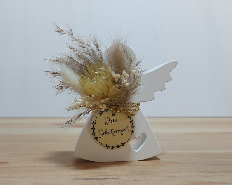 Raysin Engel Schutzengel mit Trockenblumen personalisiert