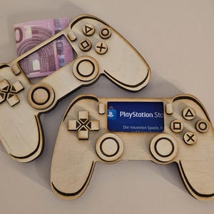 Holz Controller Geldgeschenk für Zocker Spielekonsole Gutschein