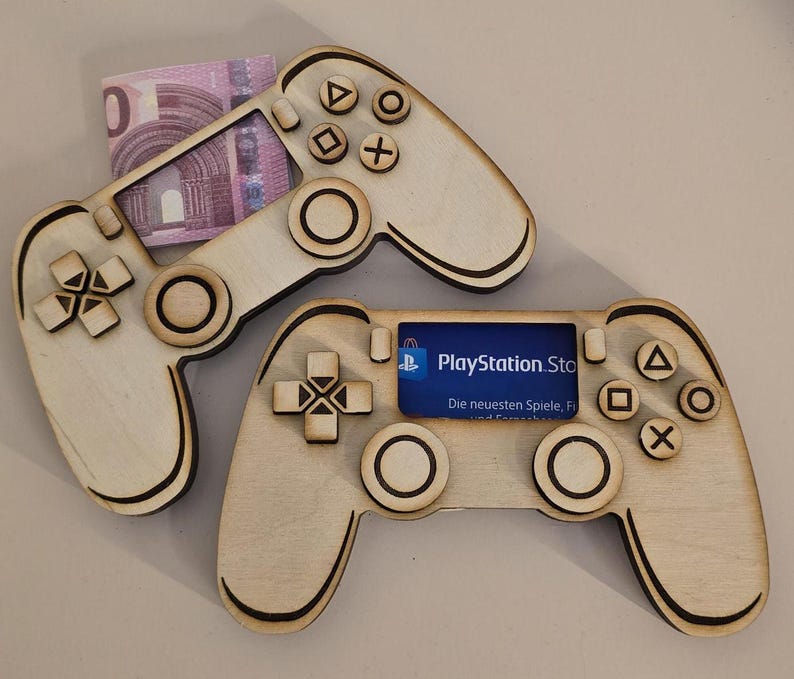 Holz Controller Geldgeschenk für Zocker Spielekonsole Gutschein