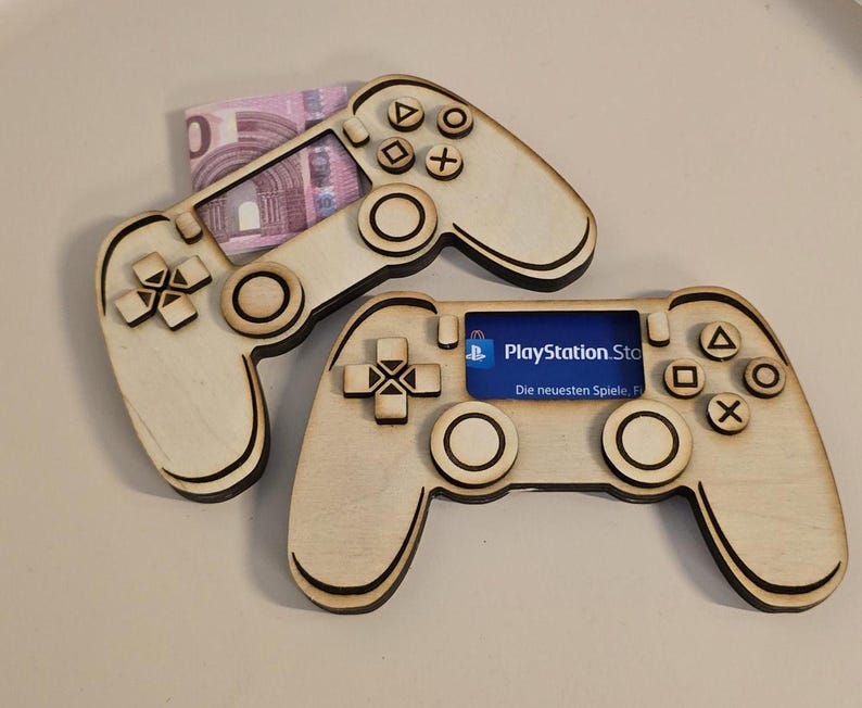 Holz Controller Geldgeschenk für Zocker Spielekonsole Gutschein