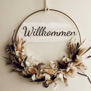 Trockenblumenkranz Schwarz Beige "Model Lilia" personalisierbar Trockenblumenring Wandkranz Türkranz