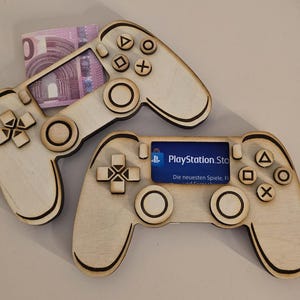 Holz Controller Geldgeschenk für Zocker Spielekonsole Gutschein