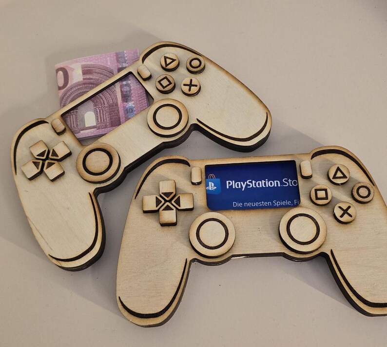 Holz Controller Geldgeschenk für Zocker Spielekonsole Gutschein