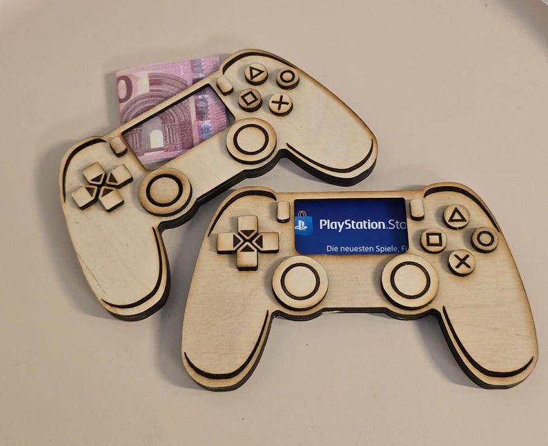 Holz Controller Geldgeschenk für Zocker Spielekonsole Gutschein