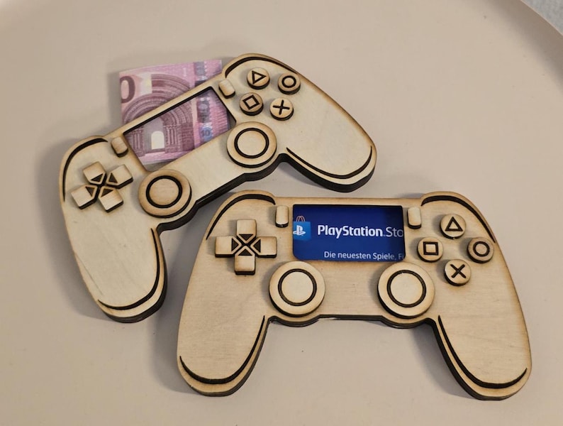 Holz Controller Geldgeschenk für Zocker Spielekonsole Gutschein